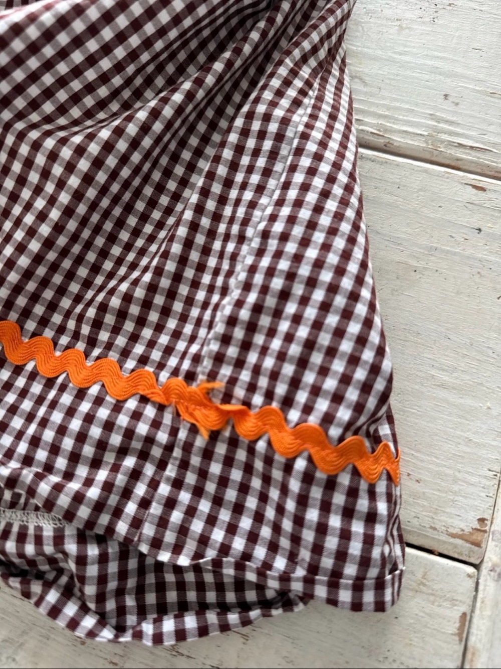 Brown Gingham Pumpkin Smocked Dress - Picture 2 of 4